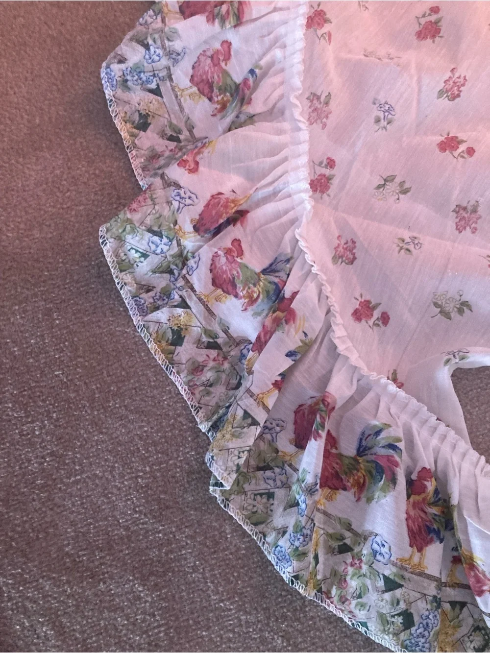 Ruffled Floral Curtain Valance in Soft Pink - Classic Country Style
